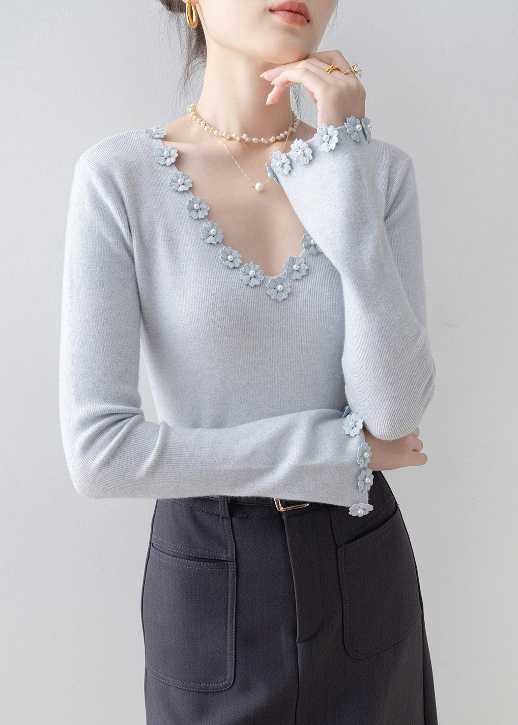 A Vintage Style Sweater with Delicate Timeless Details