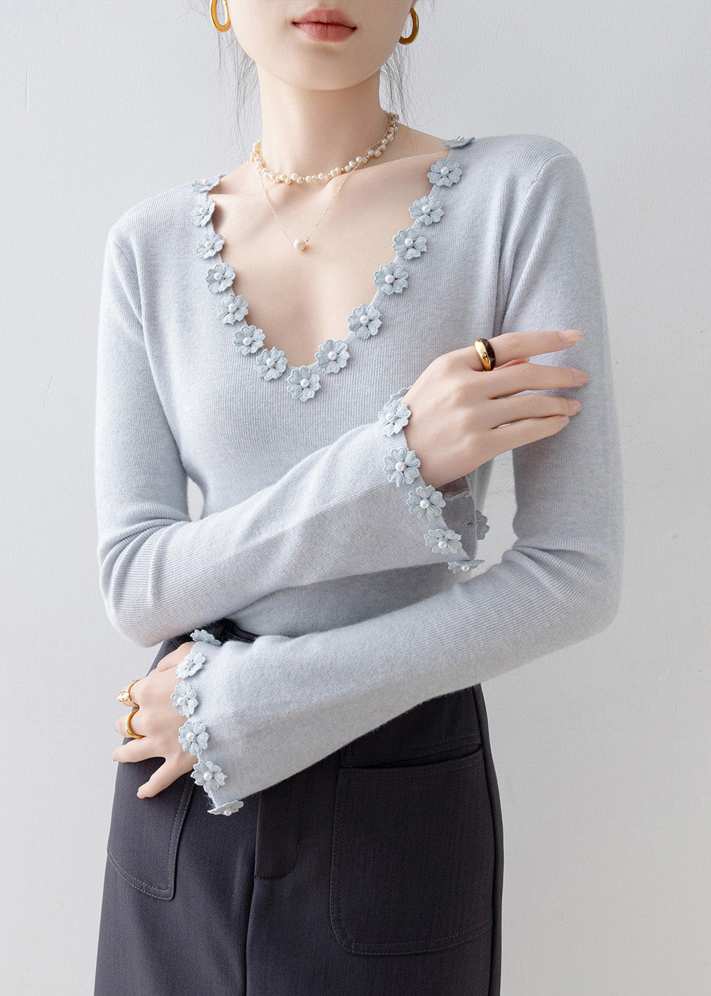 A Vintage Style Sweater with Delicate Timeless Details